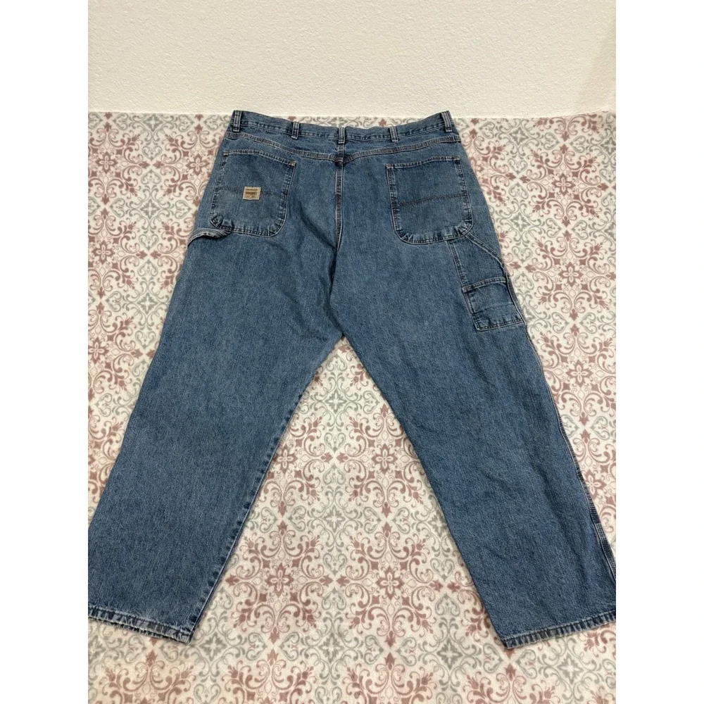 Wrangler Carpenter Jeans Mens 40x30 Blue Denim Workwear Loose Fit 94OROAS